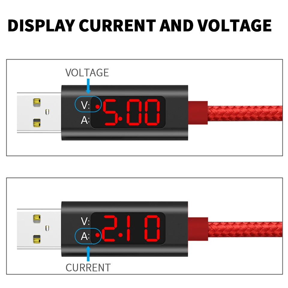 Тип передачи Быстрый зарядный кабель с светодиодный Дисплей Micro usbтелефонный 3A Зарядное устройство USB кабель с нейлоновой оплеткой прочный шнур для синхронизации данных кабель 1 м