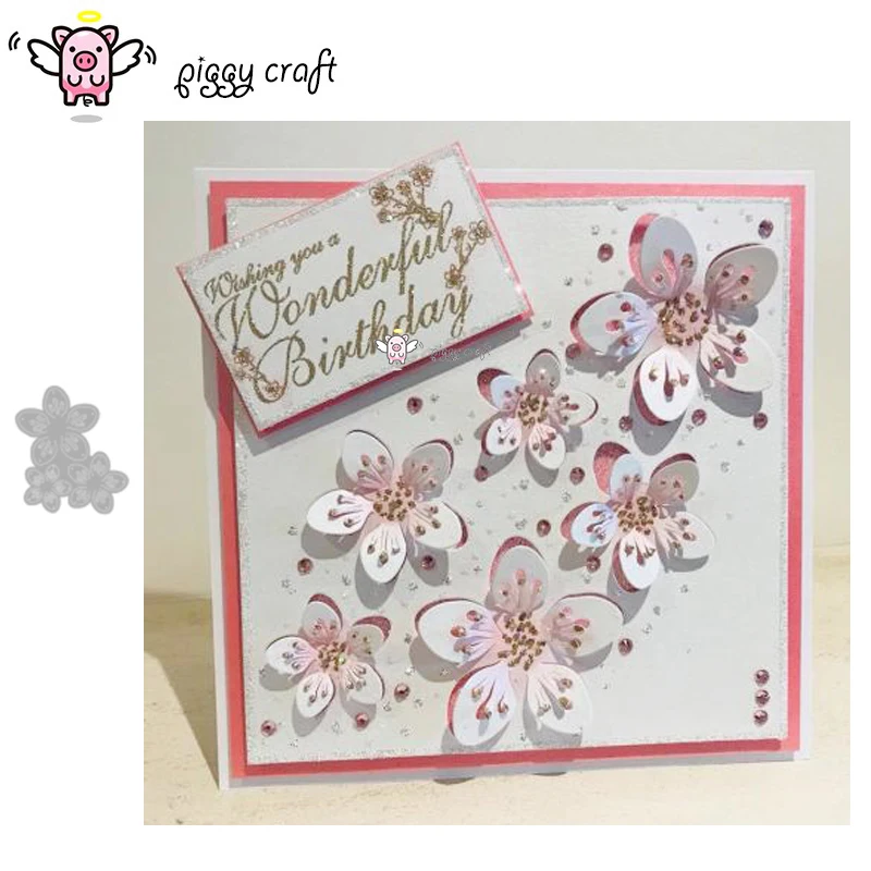 

Piggy Craft metal cutting dies cut die mold Flower card decoration Scrapbook paper craft knife mould blade punch stencils dies