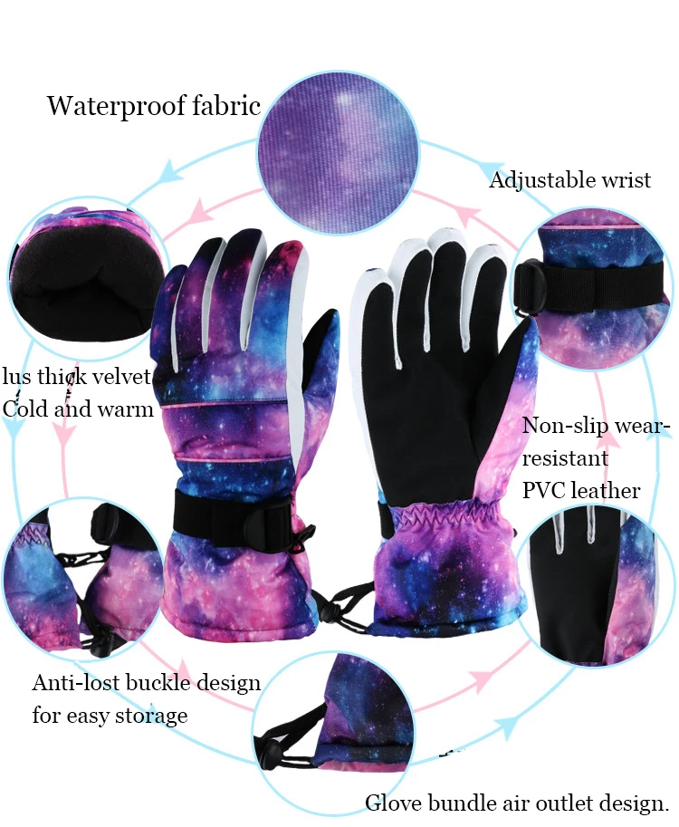 Winter Ski Gloves Men's Snowboard Guantes Guantes Nieve Women's Mittens De invierno Windproof Thick Warm Waterproof Gloves