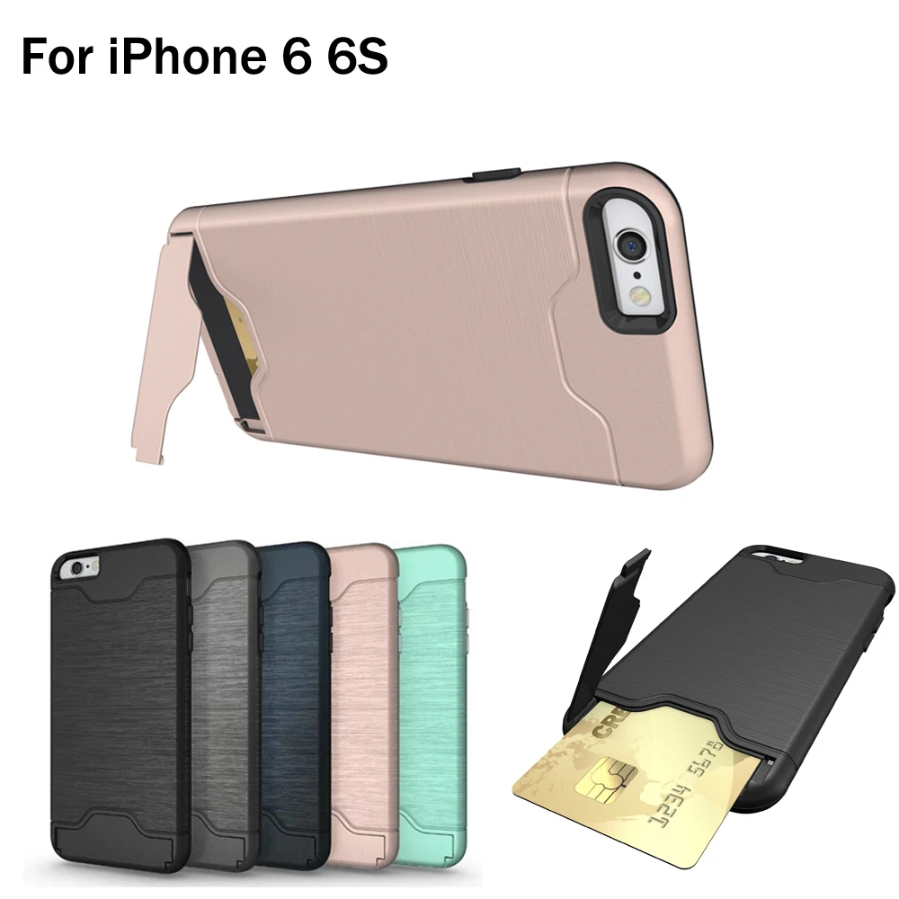 Роскошный чехол 2 в 1 для iphone 6 6s Armor Case скрытый чехол-слайдер со слотом для карт держатель подставка для телефона защитный чехол