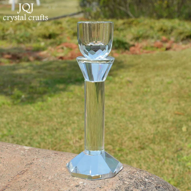 Handmade Clear Crystal Glass Cylinder Candle Stand Lantern Column