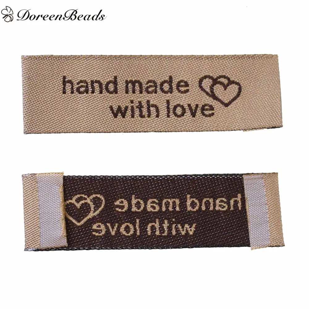 DoreenBeads 50 шт. сумки для одежды териленовые тканые этикетки с принтом сделай сам