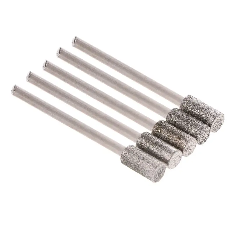 NEW 5PCS Diamond Coated Cylindrical Burr 4mm Chainsaw Sharpener Stone File Chain Saw Sharpening Carving Grinding Tools