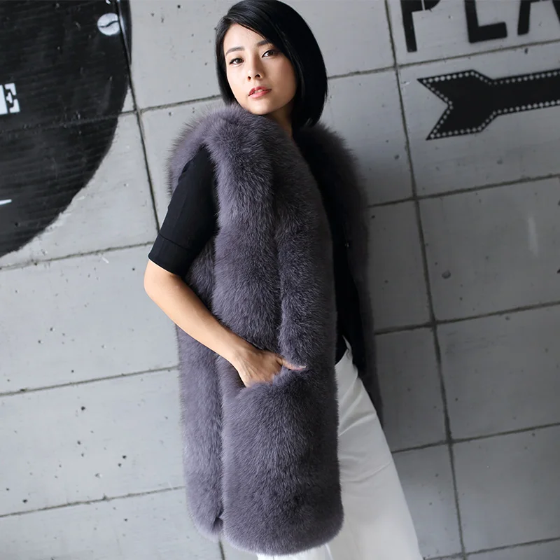 

New Design Fashion Winter Women Fur Vest Faux Fox Fur Vests Woman Fake Fur Coat Jacket Female Ladies Fur Coats Size S-4XL Custom