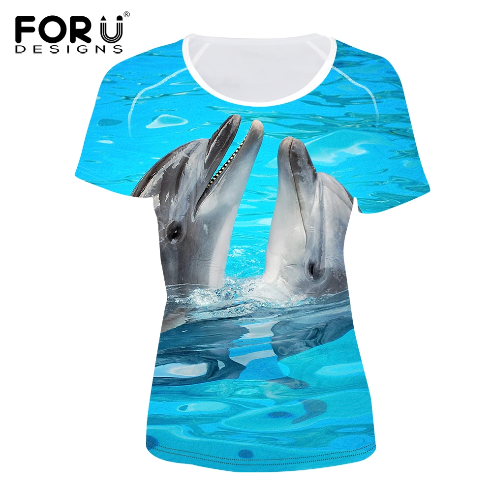 Женская футболка с 3D принтом дельфина и акулы 2019|brand t-shirt|t-shirt brandcrop top tee |
