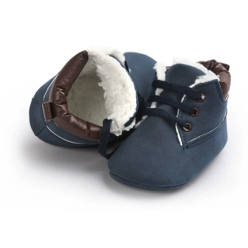 Обувь для малышей; зимние толстые теплые ботинки для маленьких мальчиков; zapatos bebes; классические ботинки на шнуровке с мягкой подошвой для новорожденных; 0-18 месяцев