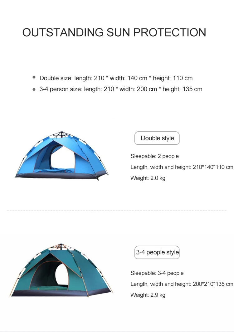 Большая автоматическая всплывающая палатка для 3-4 человек, водонепроницаемая палатка для семьи, походная палатка, тент, палатки, открытый солнцезащитный навес, 4 цвета