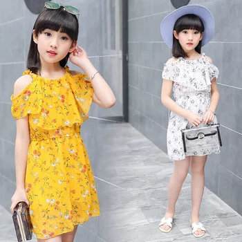 

Girl Dresses Summer 2018 Children's Clothing Kids Flower Girls Dress Chiffon Princess Dresses For Age 3-14 Years Teenager