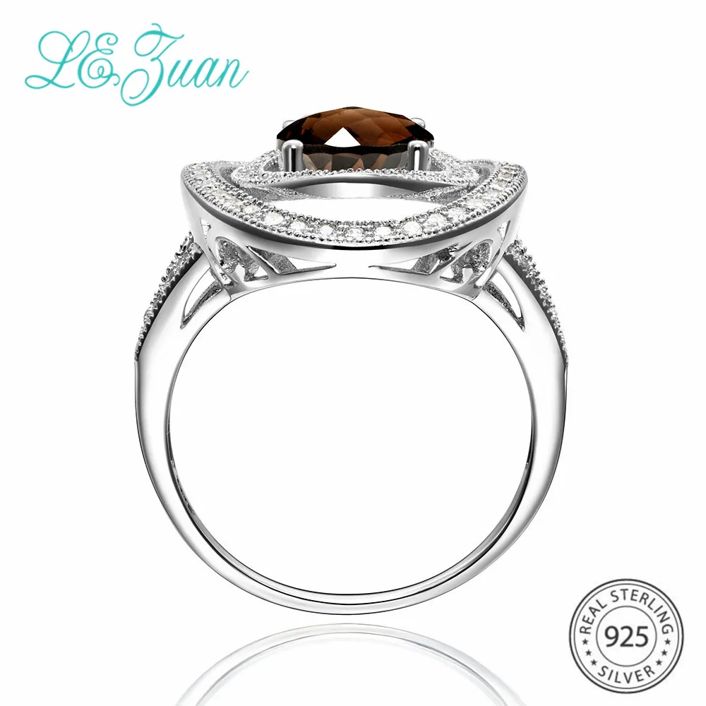 L& zuan 2.68ct природный дымчатый кварцевые кольца для женщин из стерлингового серебра 925 пробы с белым инкрустированный цирконами кольцо из розового золота с изящным кристаллом ювелирные изделия с камнями