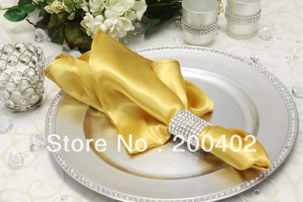 free shipping gold plain satin napkin wedding/napkinssatin napkins