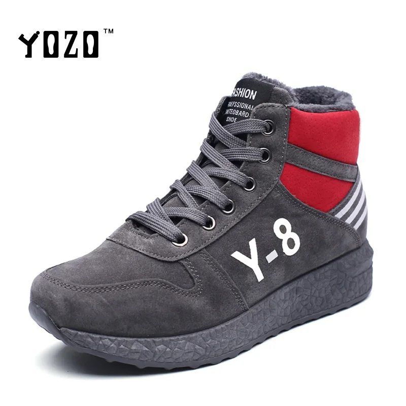 

YOZO Women Shoes Fashion Flock Lace Up High Top Warm Fur Winter Snow Shoes Women Flat Casual Brand Shoes Zapatos Mujer Y-8