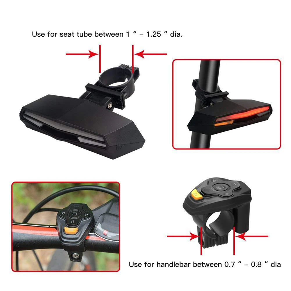Top Wireless Bike Bicycle Rear Turn Signal Light Laser Tail Lamp Smart USB Rechargeable Cycling Accessories Remote Turn Led Light  14