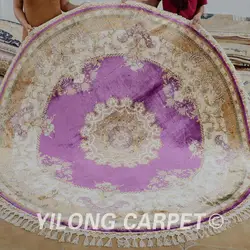 Yilong 7,2 'x7. 2' турецкий шелковые ковры ручной работы Изысканный Фиолетовый oriental круглый Шелковый ковер (1610)