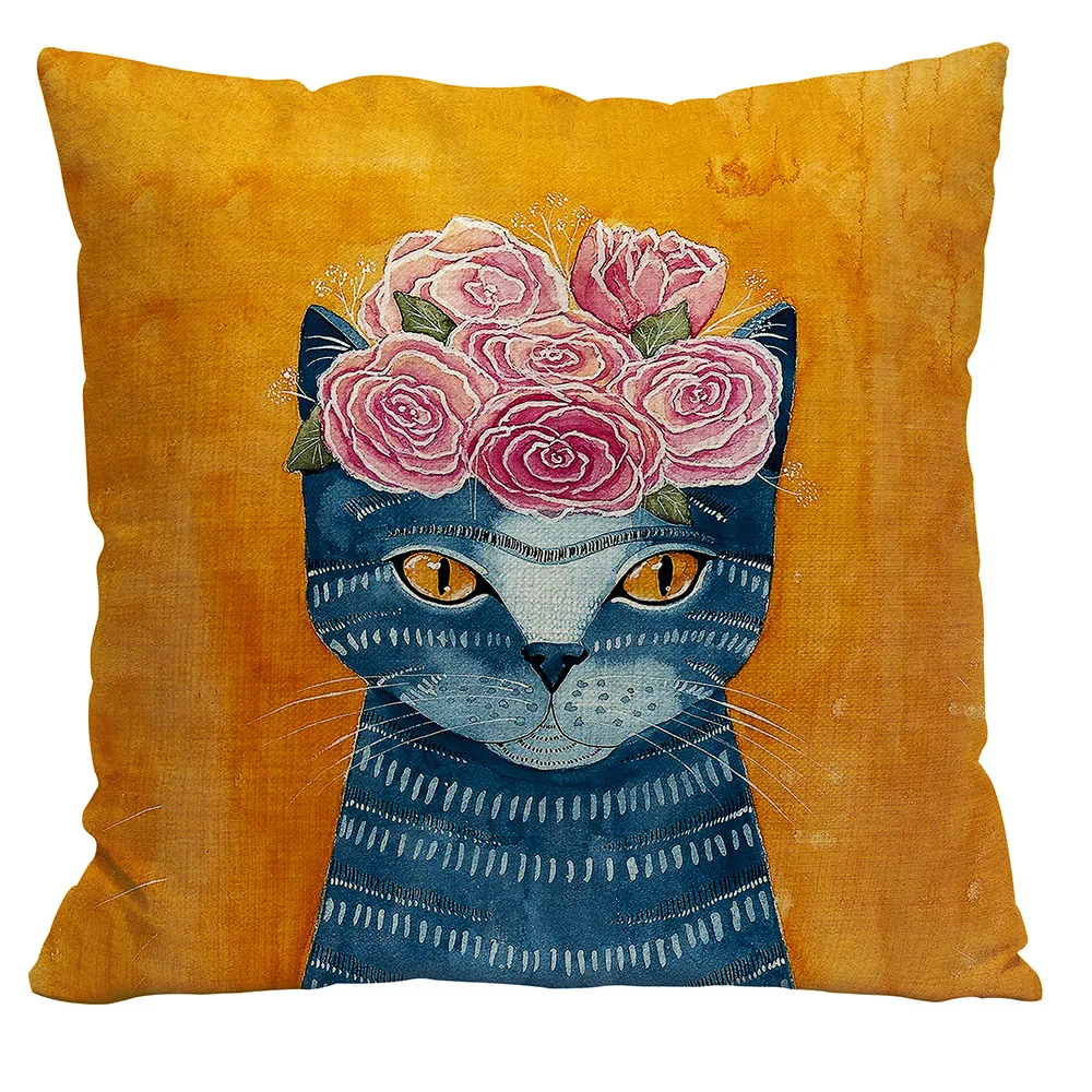 

BV01008 Cat Art Throw Pillowcase Linen Cushion Cover for Sofa Couch