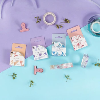 

1 Pcs Kawaii 15mm*5m Geometric Silver Series Masking Tapes Scrapbooking Decorative Washi Tape Diary Stationery Label Stickers