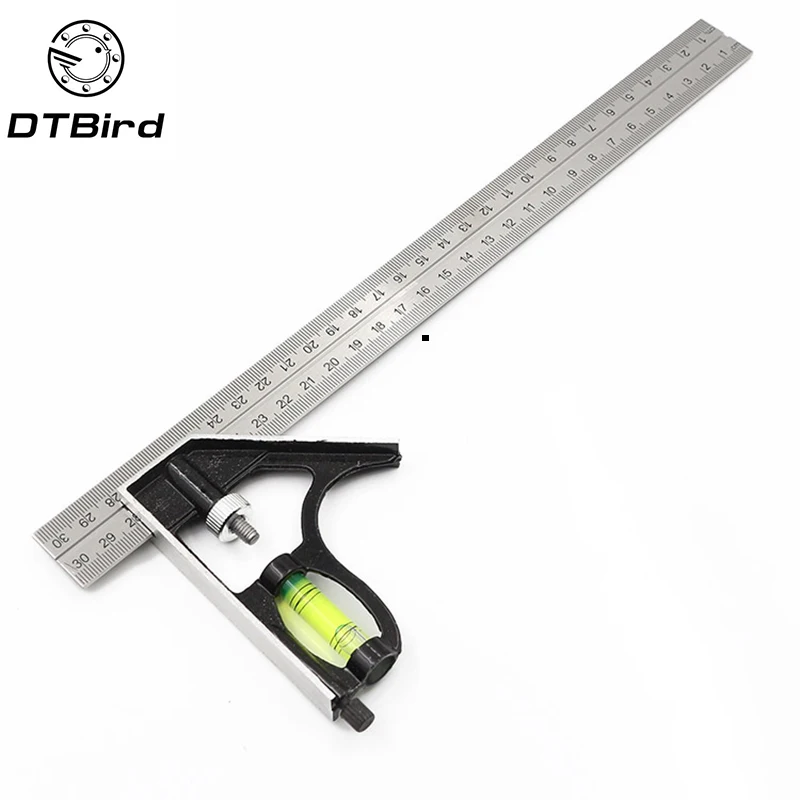 

300mm Combination Square Angle Ruler Horizontal Moving Steel Rule Adjustable Multi-functional Measuring Tools Accessories