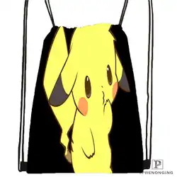 Пользовательские pikachu_and_kirby Drawstring сумка-рюкзак милый рюкзак детский Ранец (черный назад) 31x40 см #180611-01-09