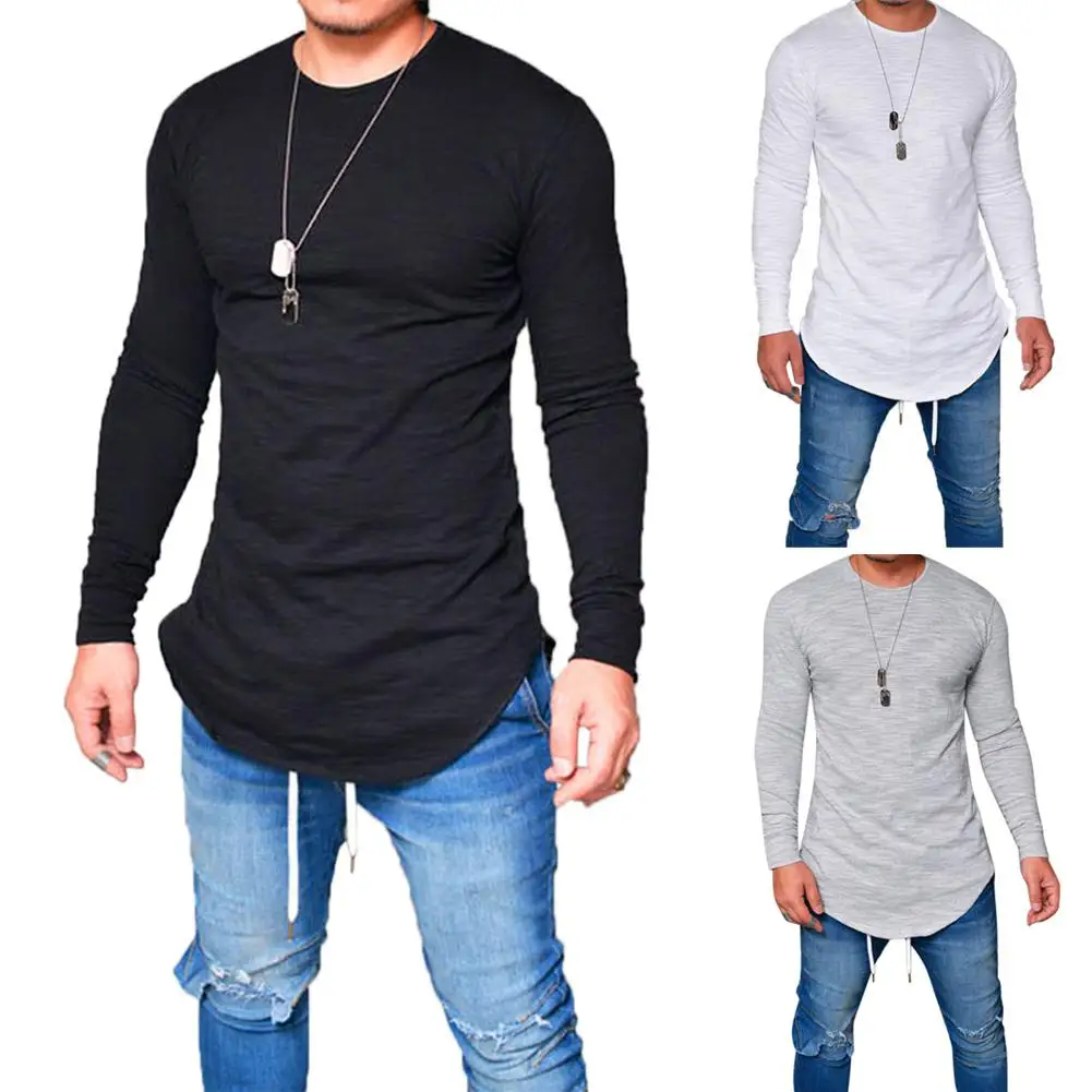 

ZACOO o-neck Long Sleeve Men's Autumn T shirts Fashion Tops Tees Big Size 3 Colors Long Style casual Men T-Shirts san0