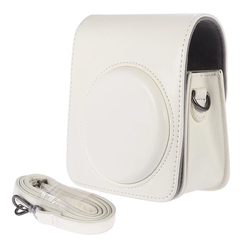 

ABGN Hot-Classic Vintage Compact PU Leather Case Bag for Fujifilm Instax Mini 70 Instant Film Camera with Shoulder Strap white