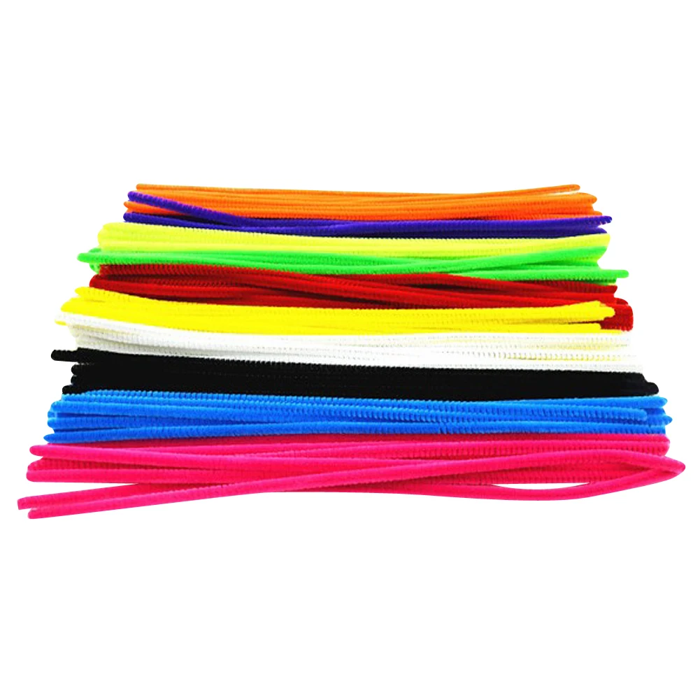 100pcs Montessori Materials Chenille Children Plush Educational font b Toy b font Crafts Colorful Pipe Cleaner