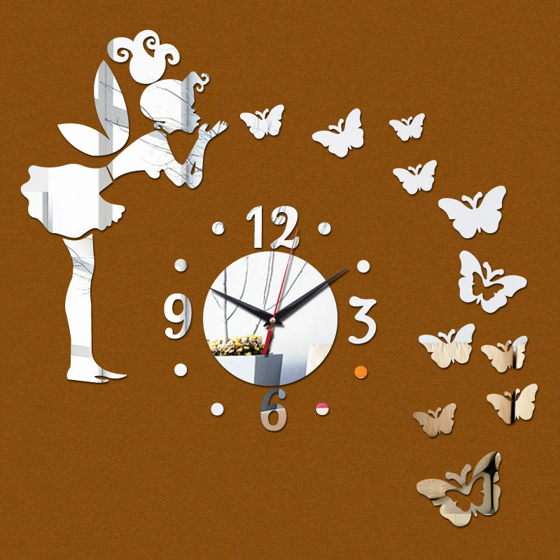 

direct selling diy wall clocks clock quartz home decoration mirror acrylic butterfly stickers sticker needle
