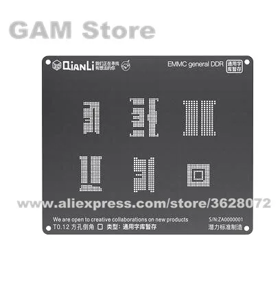 

QIANLI iBlack 3D BGA Stencil For EMMC DDR BGA221 153 169 254 162 186 Reballing Pins 6 in 1 Heat Template Tin Plant Net
