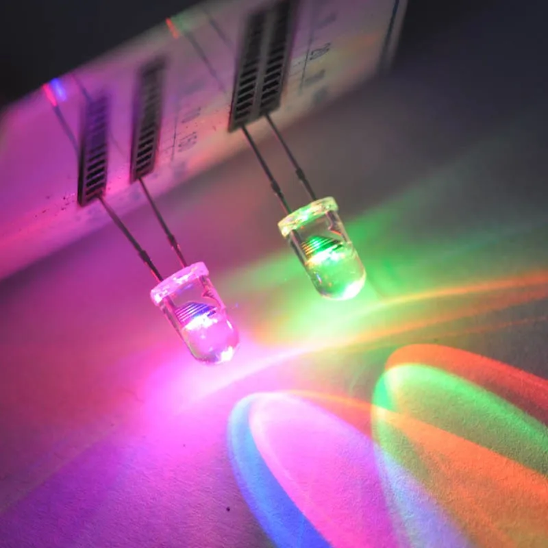 5mm RGB (red green yellow) multicolor led flashing slowly round with domed top transparent lens 2pins high brightness(2)