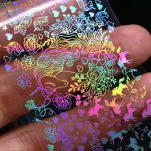 

1Pc Holo Mirage Heart Flower Nail Foils Sticker Transfer Foil Nail Art Catcher Geometric Pattern Laser Decals
