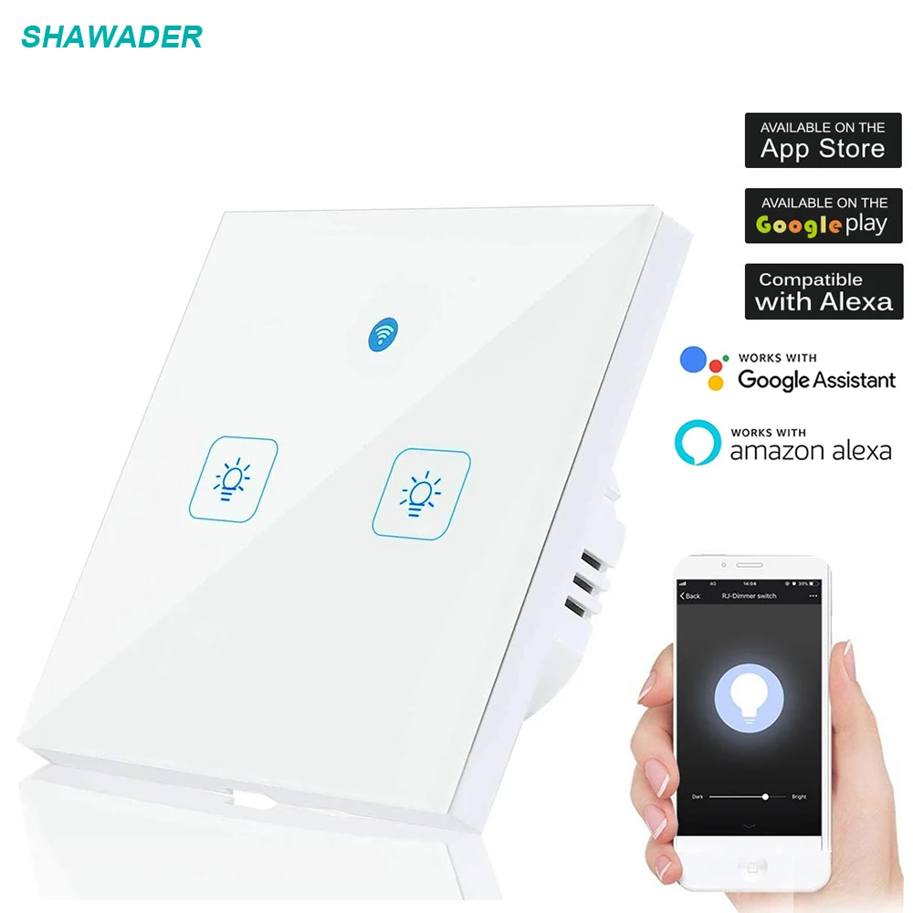 

WiFi Light Switch Smart Wall Remote Control Timer Function Overload Protection Works with Amazon Alexa Google Home IFTTT 2 Way
