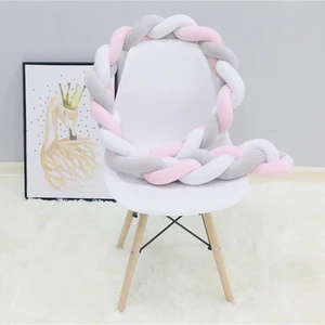 pink gray white 3M Вязаные вручную Узелок датский завязанный мяч Подушка ткачество полосы детский сон подушка кровать бампер детская комната Игрушка - Цвет: pink gray white 3M