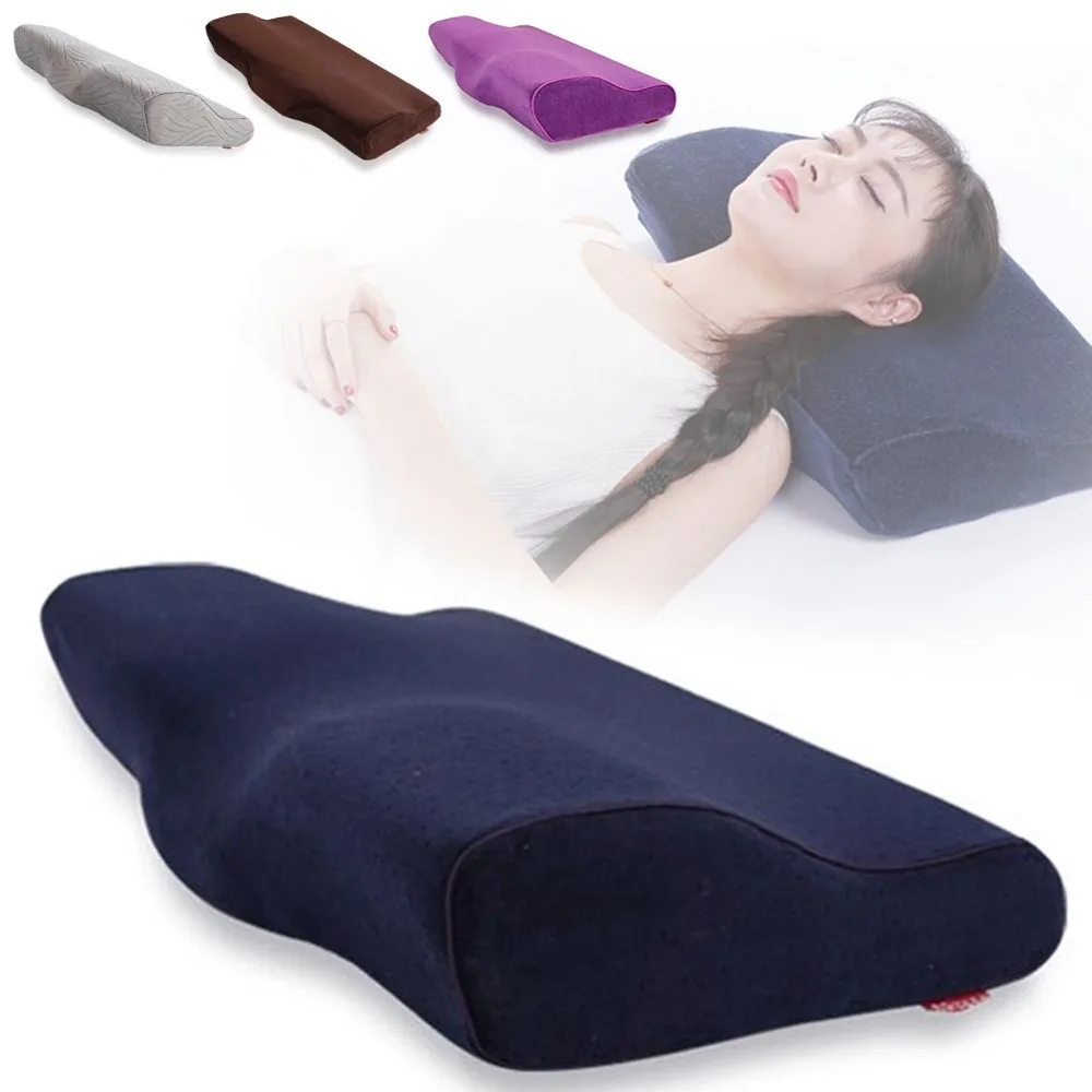 Comprar Almohada de cama de espuma de memoria almohada de protección para el cuello de espuma de memoria de recuperación lenta forma de mariposa almohada de salud cuello Cervical tamaño en 50*30CM