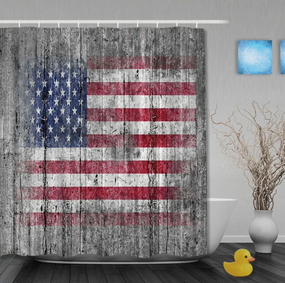 Die Usa Flagge Auf Antiken Holzernen Duschvorhang Hochwertige Wasserdichte Stoff Badezimmer Vorhang Individuelle Duschvorhange Mit Haken Custom Shower Curtain Fabric Bathroom Curtainsbathroom Curtain Aliexpress