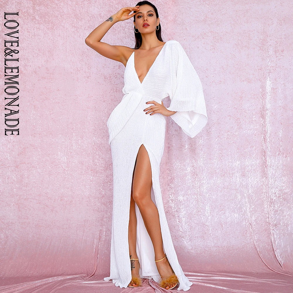 LOVE&LEMONADE Sexy White V-Neck Single Sleeve