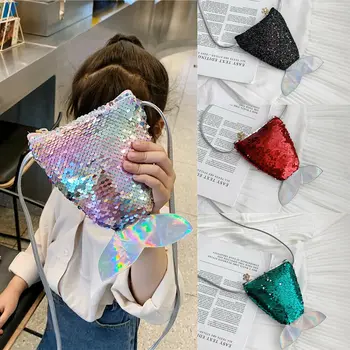 

2019 Newest Hot Girls Children Mermaid Fish Tail Cute Giltter Sequins Coin Purses Handbags Zipper Wallets Pouch Key Packet