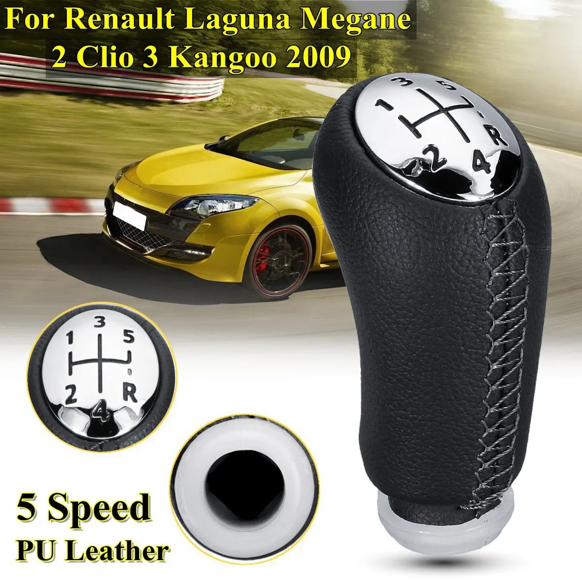 Gloss cap Black 5 Скорость Шестерни ручка из искусственной кожи головы палка для Renault Laguna Megane 2 Рено Клио 3 2003 2004 2005 2006 2007 2008 2009 Scenic2 Kangoo - Название цвета: Gloss cap Black