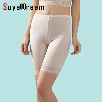 

silk women safety short pants Natural silk seamless Healthy Half length shorts femme dentelle white black nude 2016 underwear