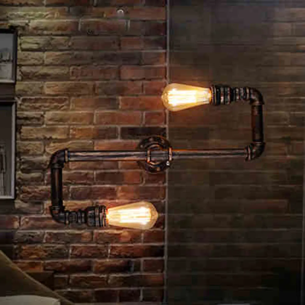 Retro Loft Industrial Faucet Antique Edison Wall Lamp Light Water Pipe