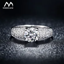 MDEAN White Gold Color Rings For Women Wedding Jewelry Bijoux zirconia vintage Accessories Engagement Bague Bijouterie