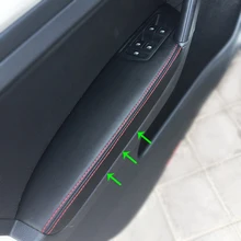 LHD para VW Golf 7 2014 2015 2016 4 Uds Panel de reposabrazos de la puerta del coche cubierta de protección de cuero de microfibra
