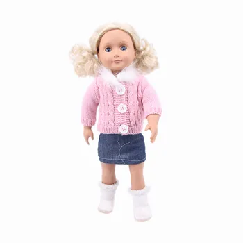 

2019 sping new style Pink Sweater Doll Clothes for 18 inch &43cm baby doll accessories toys for children gift