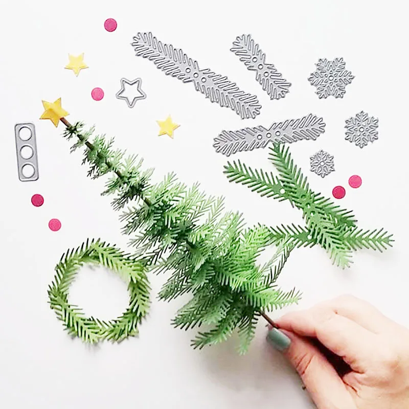 

Christmas Tree Leaves Pincone Metal Cutting Dies Set Stencil Xmas Gift Scrapbooking Paper Card Making DIY Xmas Decorations