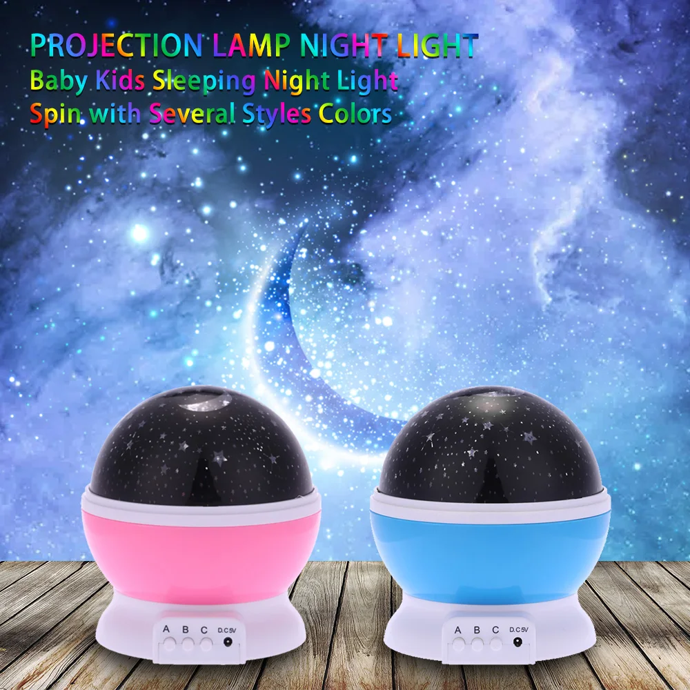 

LED Starry Sky Rotating Night Light Moon USB Ball Projector Lamp 360 Degree Multi-colored Romantic Children Baby Festival Gift