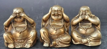 

Chinese buddhism Brass wealth lucky 3 Different Emotions Maitreya Buddha statue