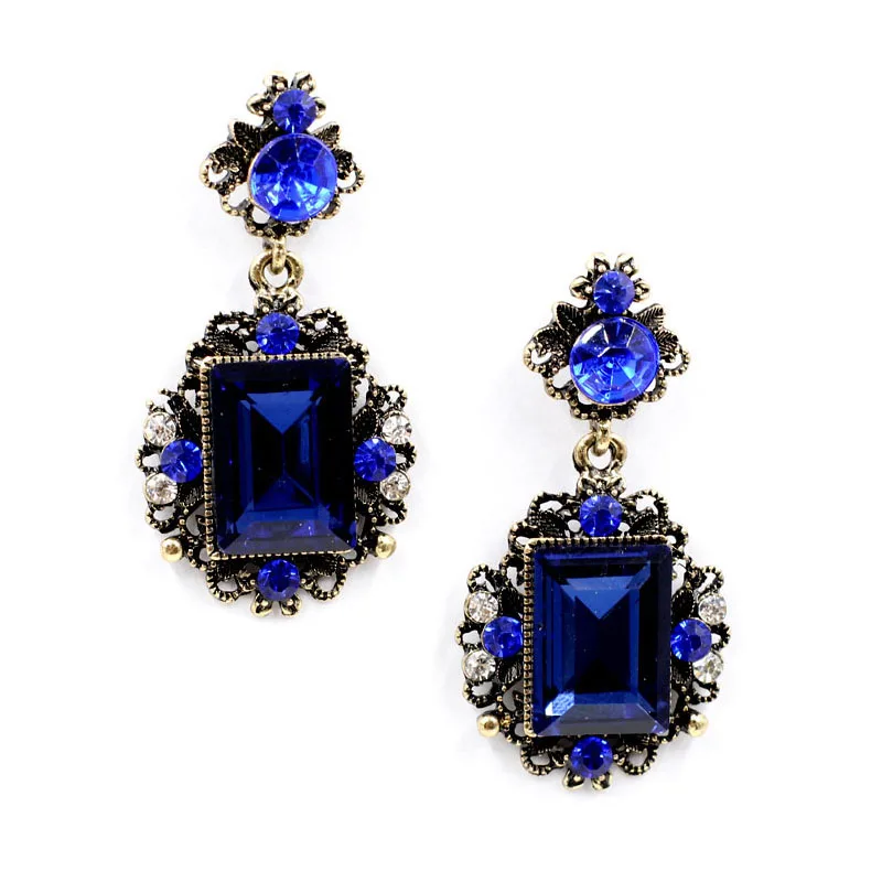

FASHIONSNOOPS 2017 Hot Sale Wholesale Fashion Statement Big Blue Crystal Stud Earrings Hot Gift For Girlfriend Or Wife
