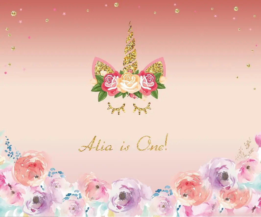 Unicorn Birthday Party Backdrop BABY SHOWER dessert table banner decoration Newborn background vinyl photography custome W-331