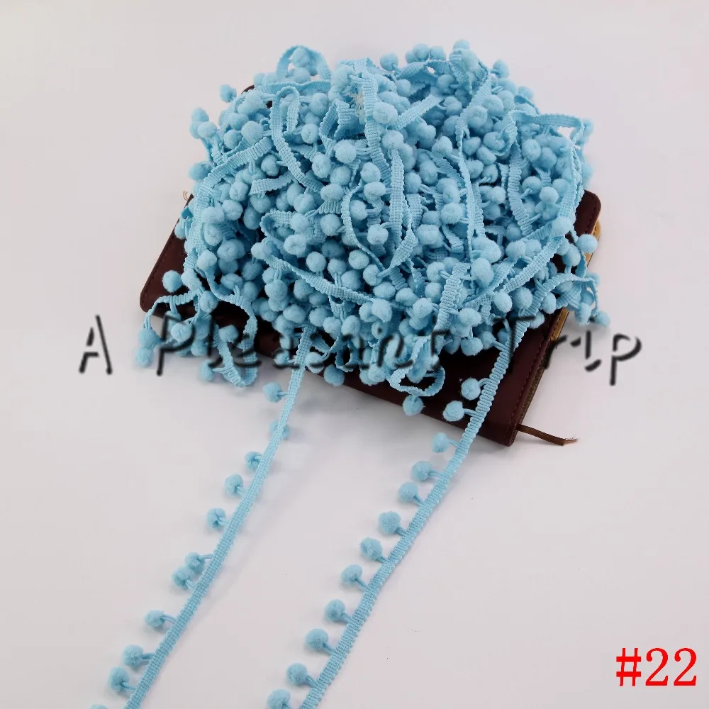 

20Yards/lot Light blue pompom trim 20mm(pom size 10mm)ball Ribbon Trim Bobble Braid Christmas lace decoration fringe sewing