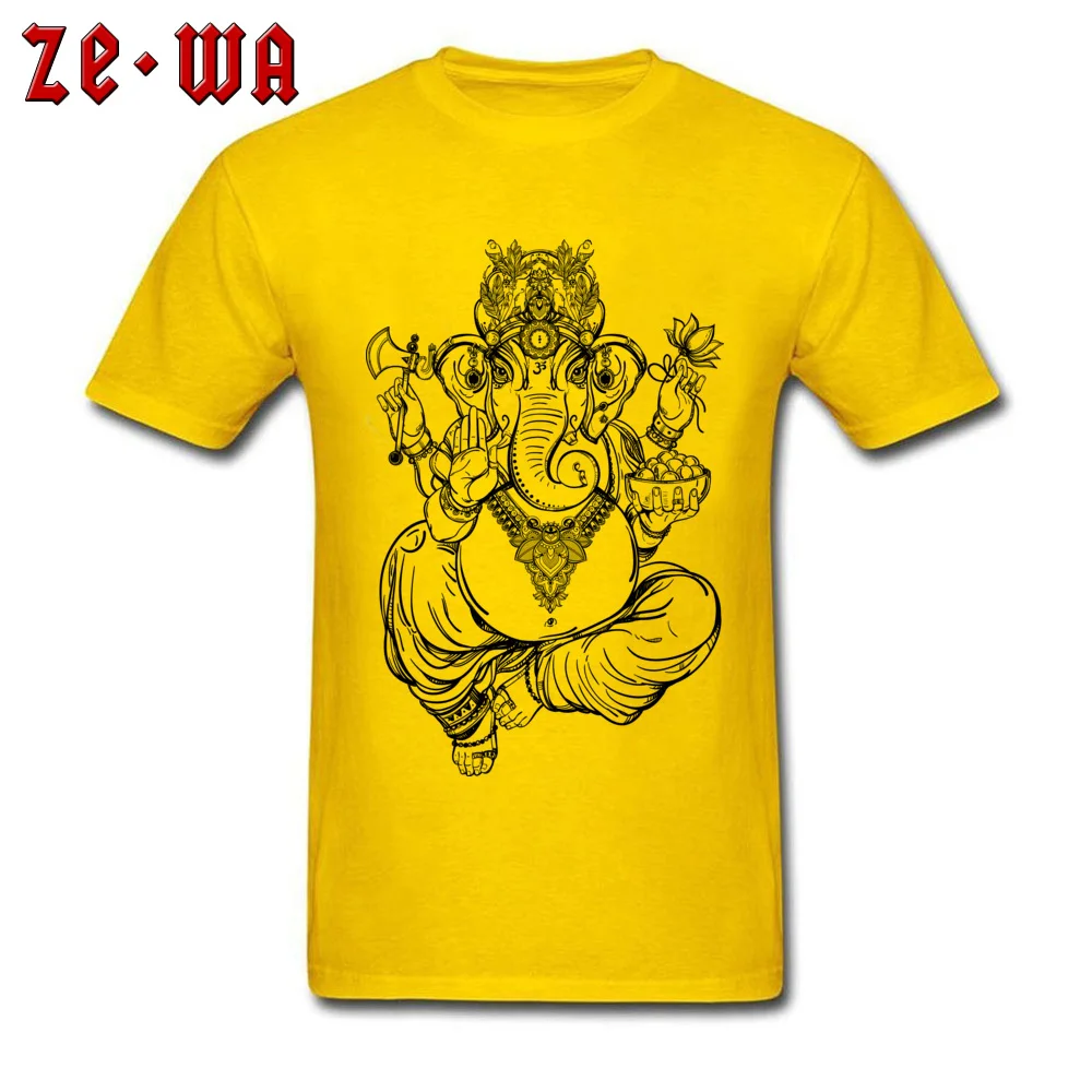 Discount 201897Yganesha elephant god Top T-shirts Summer Fall O Neck 100% Cotton Fabric Tees for Men Tops Shirts Family 201897Yganesha elephant god yellow