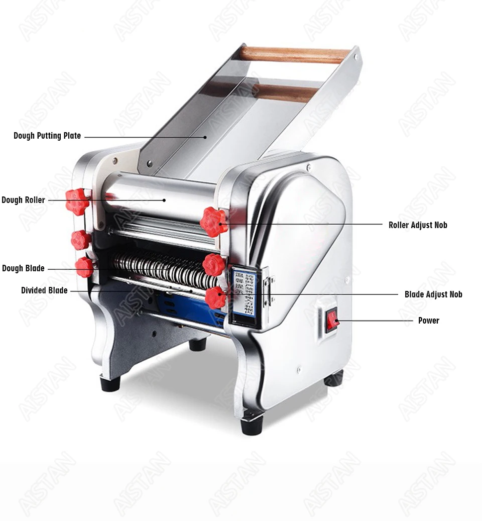 FKM240 Electric Dough Roller Stainless Steel Dough Sheeter Noodle Pasta Dumpling Maker Machine 220V Roller and Blade Changable FKM240 Electric Dough Roller Stainless Steel Dough Sheeter Noodle Pasta Dumpling Maker Machine 220V Roller and Blade Changable