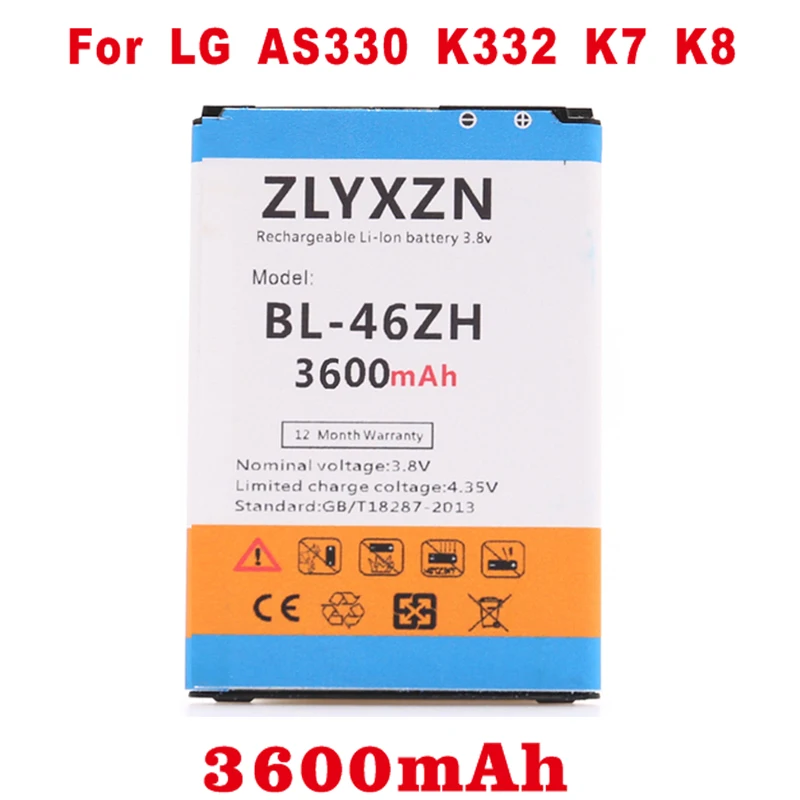 3600 мА/ч BL46ZH BL 46ZH Батарея для LG K7 MS330 LS675 Tribute 5 K8 K350N K89 M1 M1V US375 X210 AS330 K332|Аккумуляторы