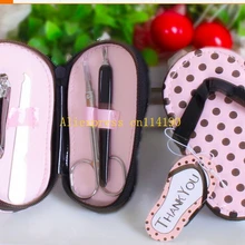 50 компл./лот Свадебный подарок в горошек флип флоп 4 шт. педикюр набор пилка для ногтей+ ножницы+ машинки+ кутикулы набор